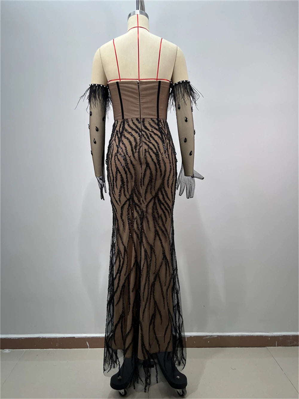 NEW Fashion Women Luxury Long Sleeves Women Celebrity Red Carpet Evening Party Nightclub  Long Evening Dresses Ladies Luxury Apparel Supplies
