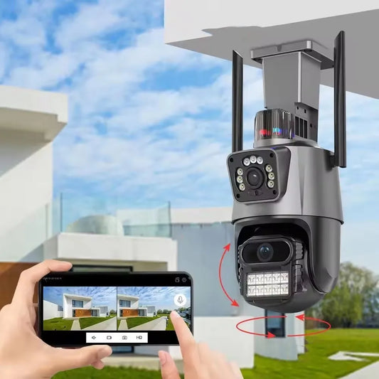 Fortify Your House Top Quality Home Outdoor ICSEE PTZ Motion Detector Camera 3MP  Security CCTV Wireless Dual Lens Wi-Fi Bullet PTZ Camera With 2 Lens Night Vision Recording Camera Home Office Business Security Supplies