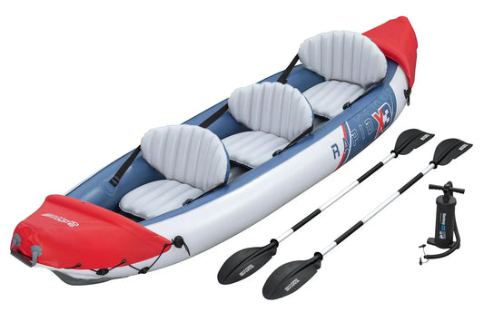 NEW Set 5 Years Warranty Top Quality 3 Persons Sea Ocean Lakes Rivers Folding PVC Inflatable Boat Canoe Kayak  Fishing Drifting Rafting Water Boat Women Men Water Sport Supplies