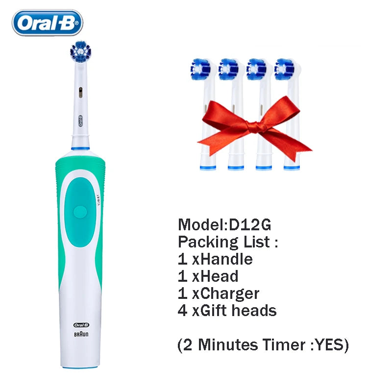 Original Oral-B Set Vitality 2D Electric Toothbrush Rechargeable Smart Teeth Whitening with Replacement Tooth Brush Heads Oral B Nozzles Women Men Oral Hygiene Accessories Personal Care Supplies