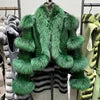 NEW Arrivals 8 Colors 100% Real Sheep Leather Croco Pattern Women's Jacket Natural Fur Trim Luxury Leather Fur Outerwear Coat Winter Warm Coats for Night Clubwear Evening Party Luxury Jackets Women Winter Apparel Supplies.