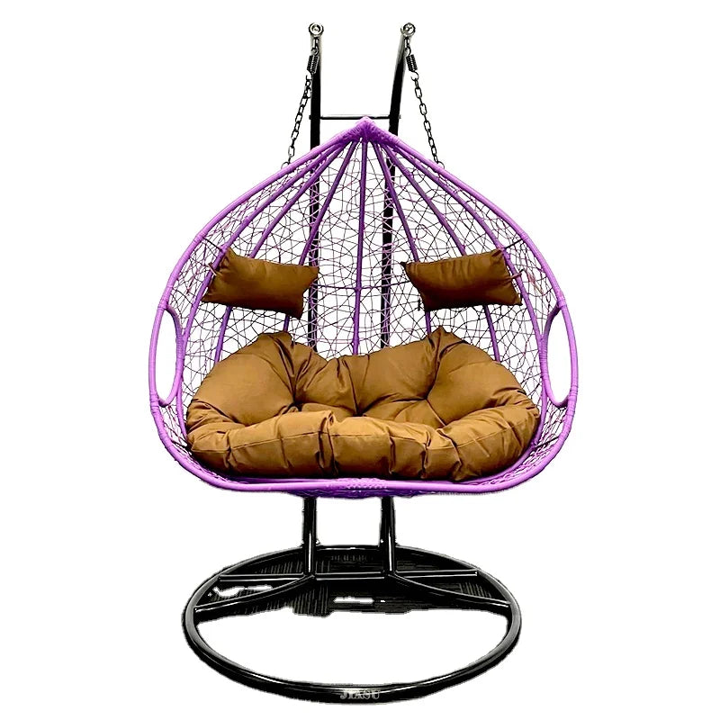 NEW Arrivals 3 Colors Luxury Wicker Egg Swings Double Rattan Villa Home Indoor Outdoor Patio Garden Courtyard Cushions Swing Chair Furniture Supplies