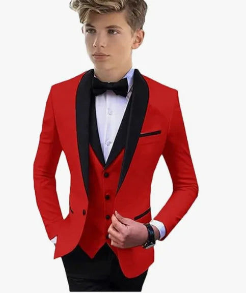 3 PCS Set 8 Colors Boys Luxury Suit Blazer Vest Pants Jacket Gentleman Clothes Sets 3-16T Kids Wedding Guest Evening Prom Birthday Party Formal Clothing Wedding Suits Children Luxury Apparel Supplies