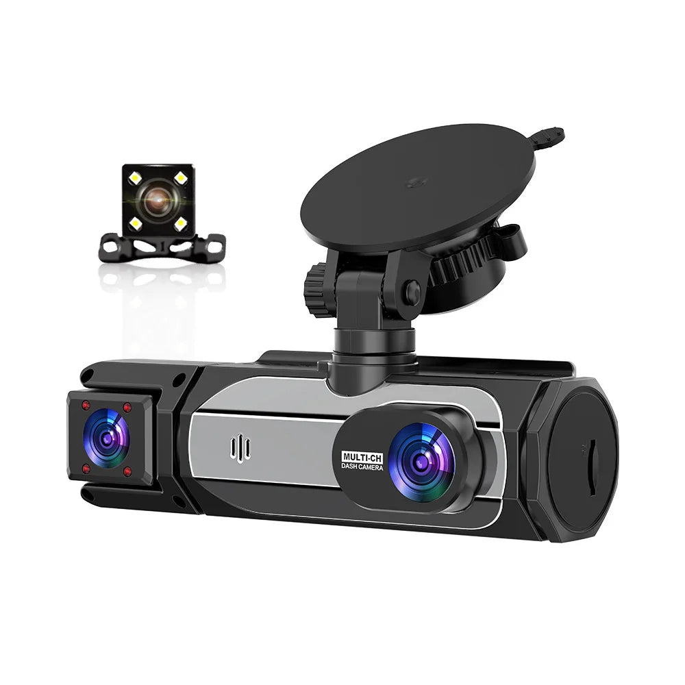 New 3 Lens Car Recording 1080P 150* Angle Driving Recorder Human Motion Sensor Detection Collision Induction Infrared Night Vision Loop Recording Vehicle Safety Devices Security Supplies