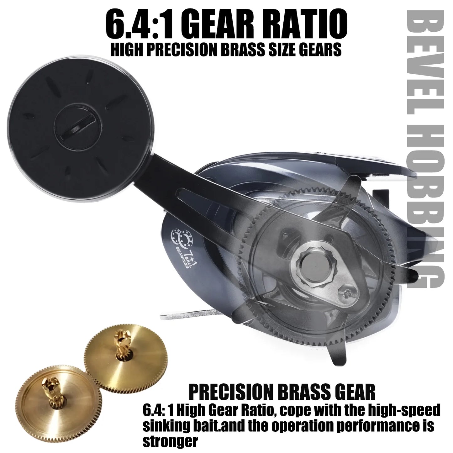 New Water Drop Wheel Baitcasting Reels 6.4:1 Gear Ratio Stainless Steel 236g Right Left Hand Use Blackout Special Thunder Fishing Accessories