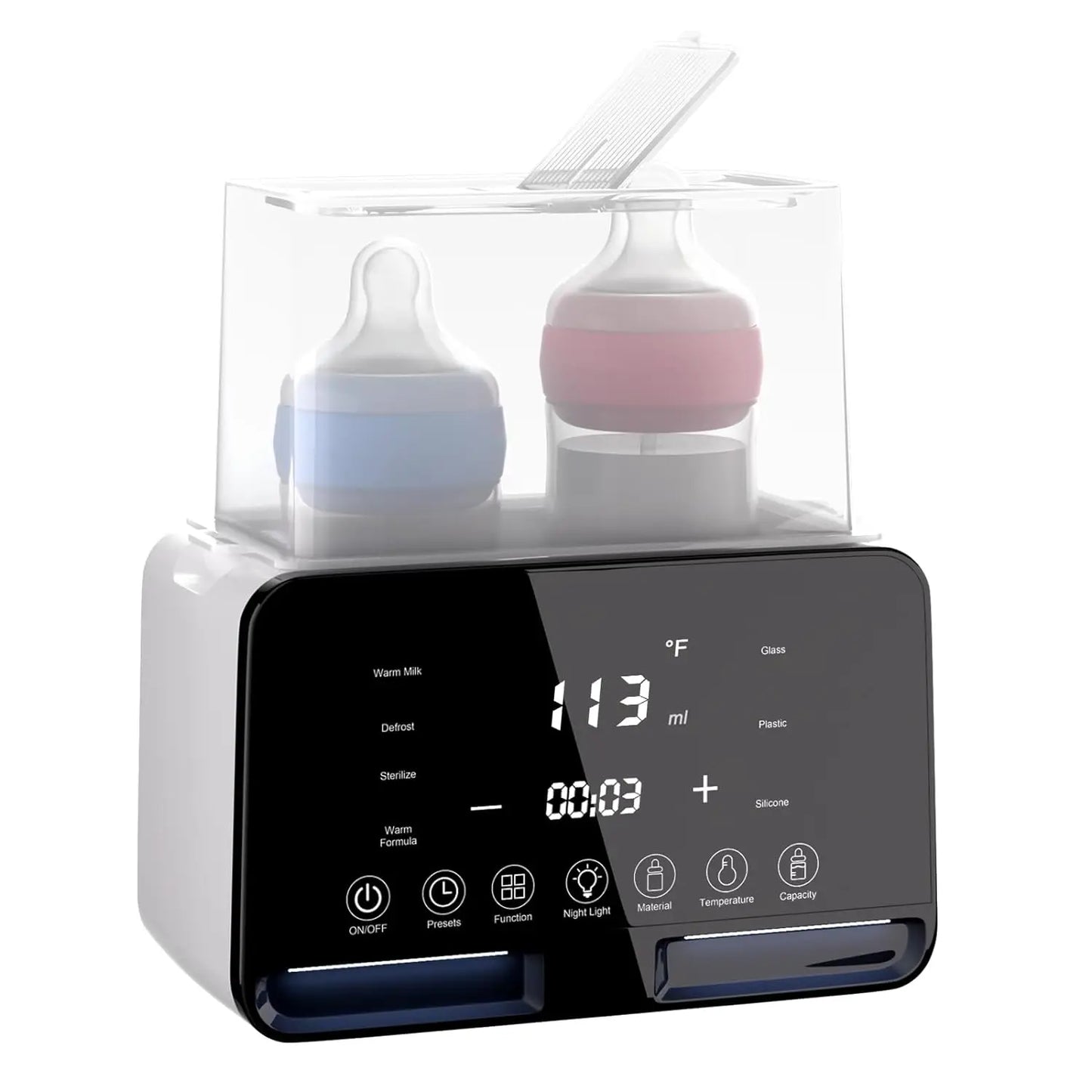 Dual Bottle Intelligent Constant Temperature Baby Milk Warmer Touch Screen 2-in-1 Milk Warmer Bottle Sterilizer Outdoor Travel Baby Care Supplies