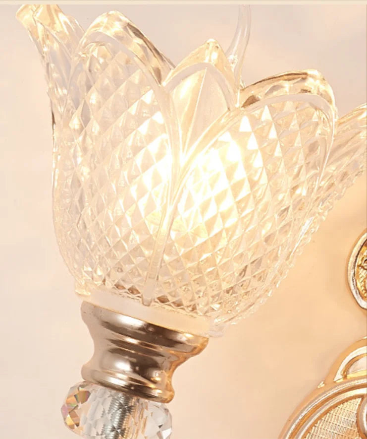 Villa Home Living Room Luxury Nordic Retro Crystal Gold Wall Lamp Living Background Wall Fitting Bedroom Bedside Corridor Lighting Candle Bracket Light