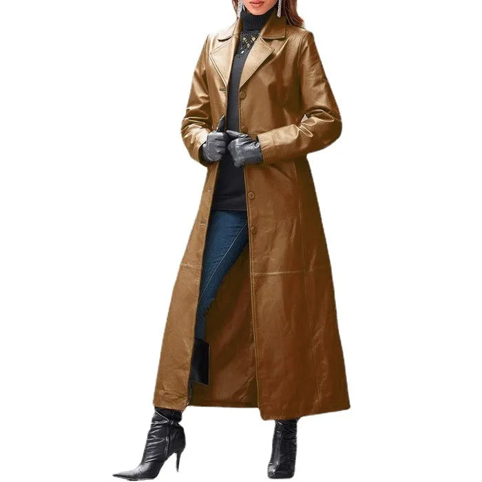 S-4XL 4 Colors New Fashion Long Jacket Women Autumn Winter Solid Color Long Slim Windproof  Coat Long Windbreaker Outerwear Black Trench  Ladies Luxury Apparel Supplies