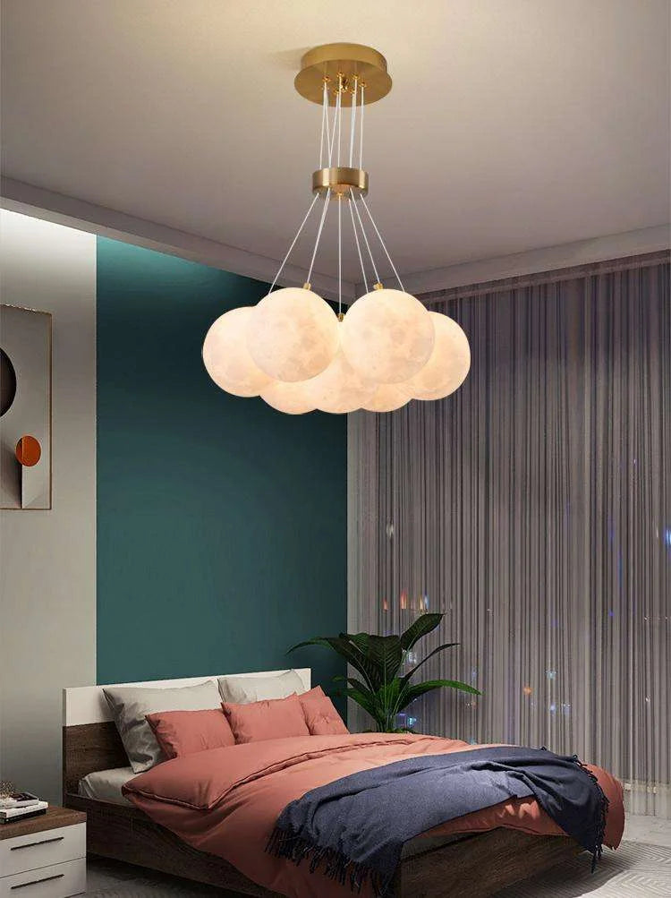 NEW Arrivals Home Living Room Planet Light Bulb Bubble Ball Pendant Lamp Moon Living Room Lamp Creative Glass French Cream Style Nordic Bedroom Lamps Home Lighting Supplies