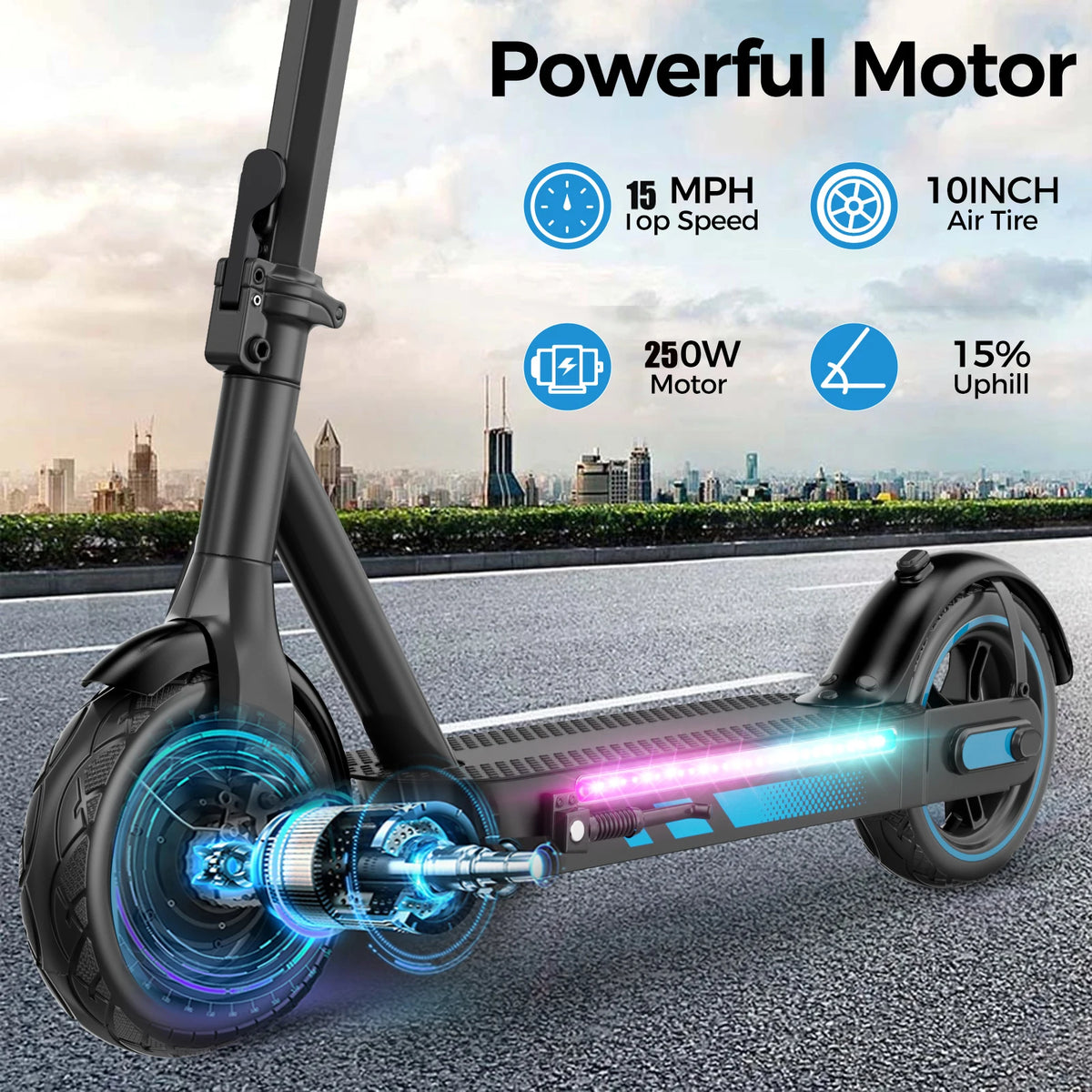 BEST PRICE Two Wheel Off-Road Electric Scooter with Remote Control  15AH V10 PRO Digital Display Screen  Powerful Motor Electric Scooter Adults 10 Inch E Scooter