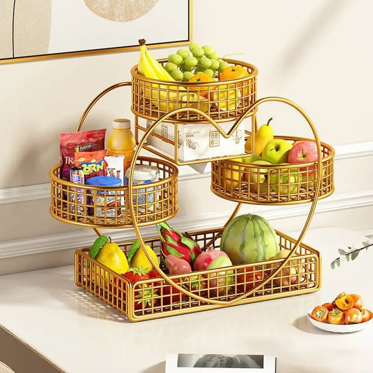 NEW Design Modern Corrosion-Resistant Black/White/Golden Color Metal Fruit Platter Living Room Coffee Table Multi-Layered Storage Rack Snack Display Plate Light Tableware Supplies