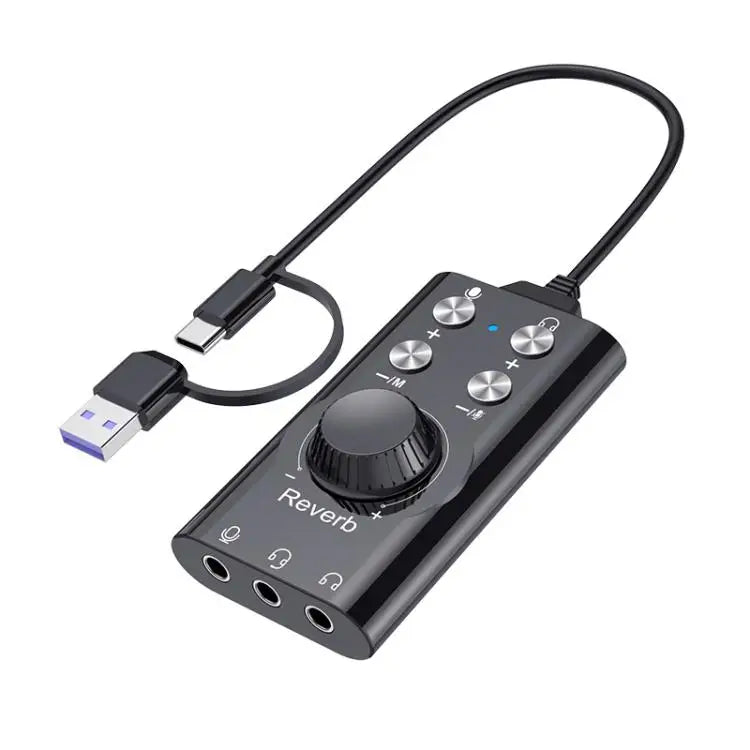 Voice Changing Wireless  USB Type-C To 3.5mm 7.1 Surround Sound Computer Voice Changer External Sound Effects Mixer Card For Mobile Phones Computer Laptop Connecting Live Streaming Broadcast