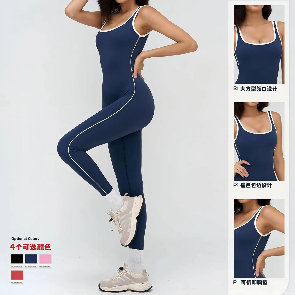 4 Colors Women's Sexy Backless Deep V-Neck Yoga Jumpsuit Full-Length High-Waisted Stretchy Breathable Eco-Friendly Outdoor Running Gym Fitness Outfit Activewear Women Sports Clothing Supplies