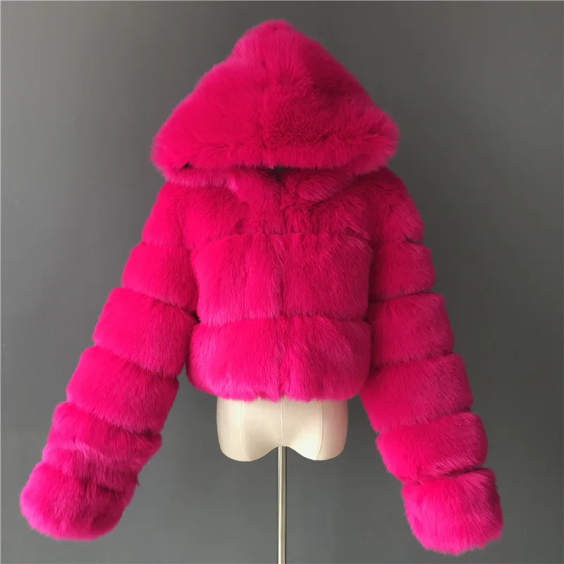NEW Arrivals S-3XL Plus Size 15 Colors Autumn Winter Warm Faux Fur Jacket for Women's Fluffy Fur Coats Trendy Bubble Outerwear Coat Women Winter Apparel Supplies
