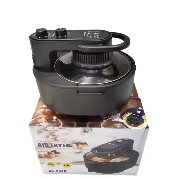 NEW Design UK/EU Plug 8-10L Large Capacity Adjustable Temperature Manual Control Visible Air Fryer Oil Free Fryer Electric Deep Fryer Home Cooking Accessories Household Commercial Supplies