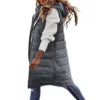 10 Colors S-5XL Plus Size Women's Autumn Spring Solid-Color Hooded Single-Button Mid-Length Cotton Long  Vest Coat Cardigan Outerwear Top  Fashion Women Casual Apparel Supplies
