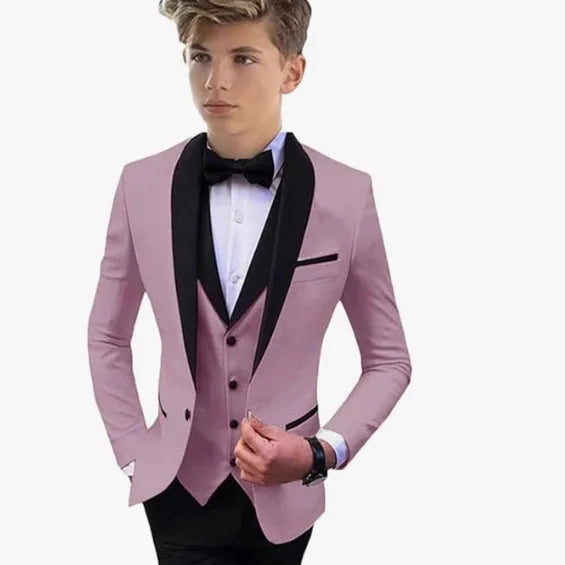 3 PCS Set 8 Colors Boys Luxury Suit Blazer Vest Pants Jacket Gentleman Clothes Sets 3-16T Kids Wedding Guest Evening Prom Birthday Party Formal Clothing Wedding Suits Children Luxury Apparel Supplies