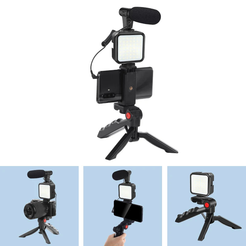 Portable Vlogging Kit Video Making Equipment with Tripod Bluetooth Control for SLR Camera Smartphone YouTube Photography