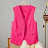 12 Colors S-3XL Plus Size Women's Spring and Autumn Suit Vest Waistcoat Cardigans Office Lady Sleeveless V-Neck Casual Loose Suit Vest Ladies Clothing Accessories
