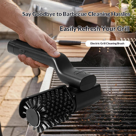 NEW Wireless 360* Rotating Electric Grill Brush No Bristle Shedding Adjustable Rechargeable Cordless Electric Rotary Grill Cleaning Brush Plastic Handle Waterproof Outdoor Barbeque Camping Grill Use