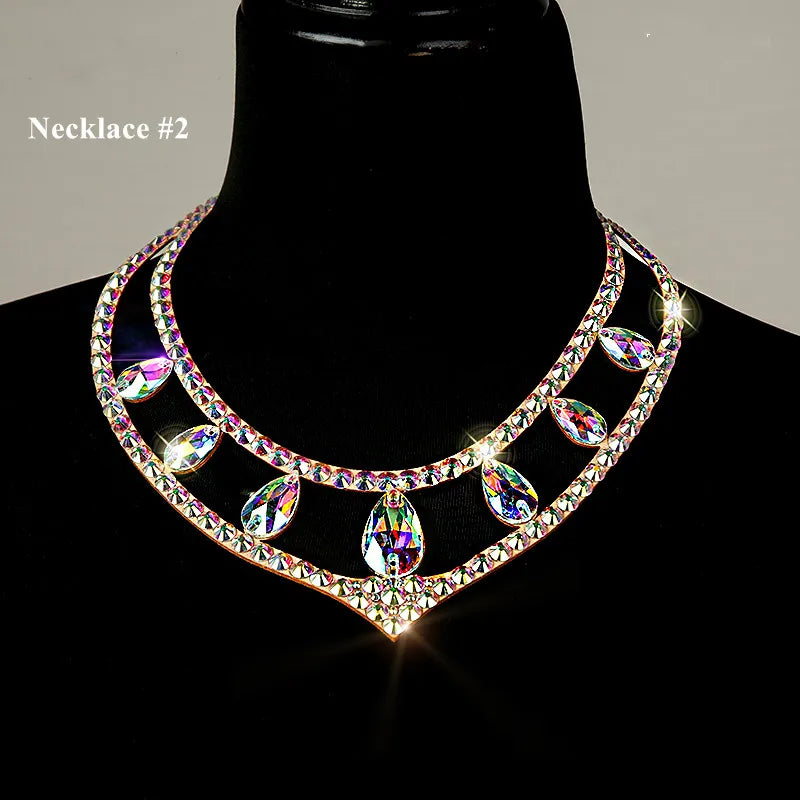 NEW Arrivals 18 Patterns Luxury Belly Dance Sparkle Necklace Jewelry Competition Dancer Accessory Shine Dancing Necklace Stage Performance Costume Egypt Show