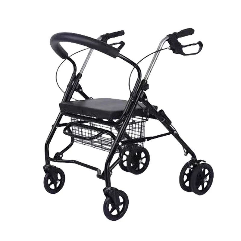 HOT SALE Rehabilitation Disabled Paralyzed Elderly People Equipment Lightweight Standing Walker Rollator With Seat Brakes and Basket Mobility Zimmer Frame Accessories for Outdoor Activities Hiking Shopping Health Care Tools