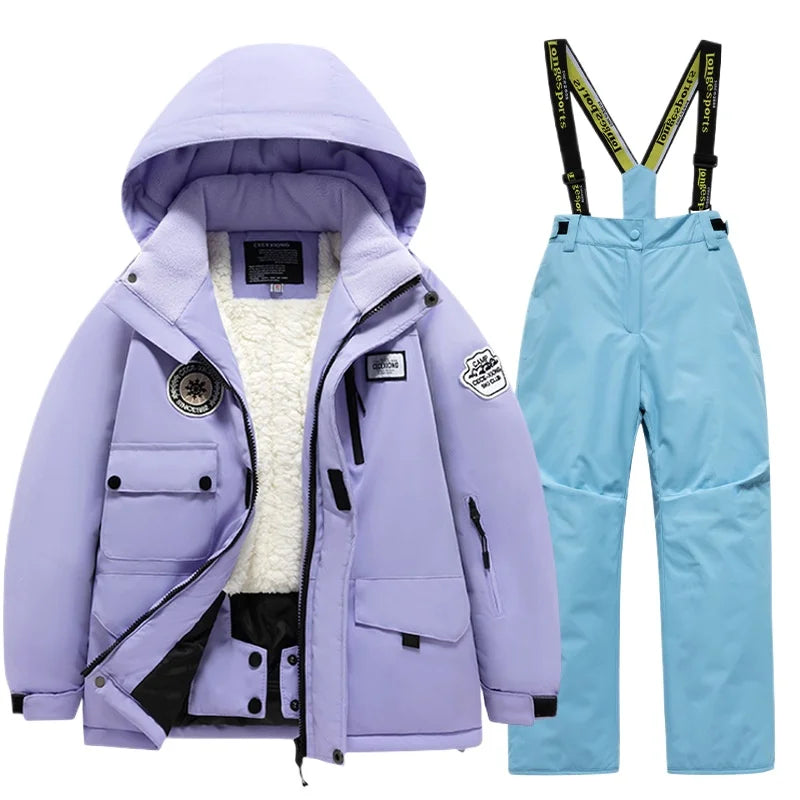 BEST PRICE 2 PCS Set Children's Girls Boys Top Quality Waterproof Ski Jacket + Pants Kids Snowboard Suit Snow Wear Ski Clothes for Kids Ski Suit Ski Clothing