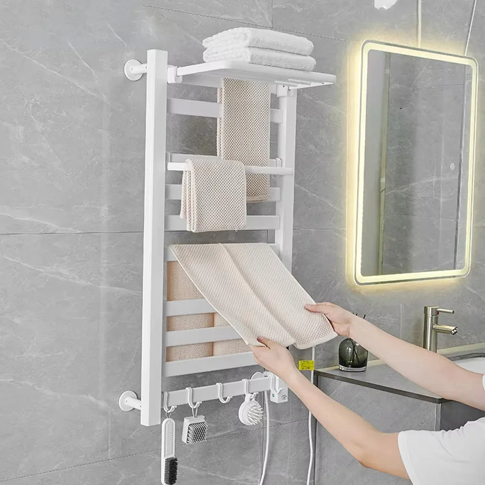 Modern Luxury Wall-Mounted Black/Gray/White Color Electric Heating Towel Rack Custom WI-FI Control Bathroom Towel Warmer Bath Towel Drying 2Y Warranty (After Sale Service: Online Technical Support) Home Hotels Use.