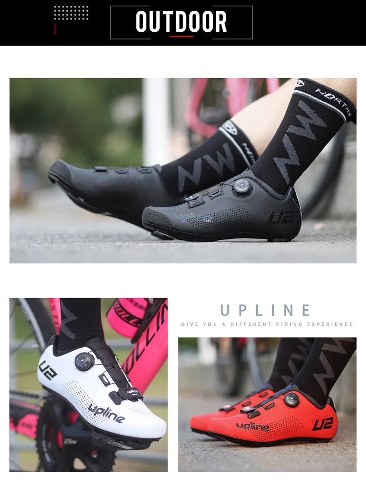 NEW Arrivals Black/White/Red Color Professional Road Cycling Shoes Men/Women Road Bike Shoes Ultralight Bicycle Sneakers Self-Locking Professional Cleat Shoes
