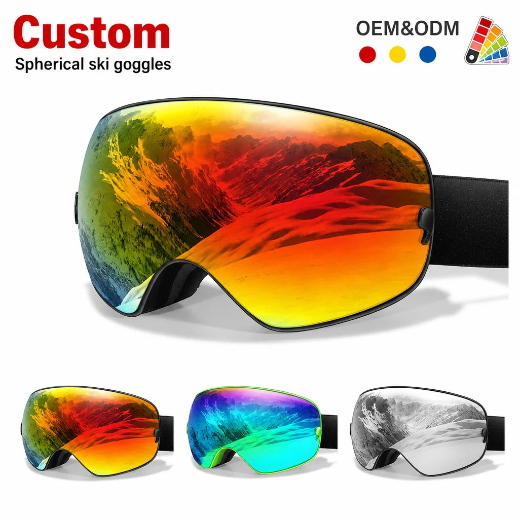 Women Men Professional Top Quality Ski Goggles PC Double-Layer Anti-Fog High-Definition Large Spherical Lens Waterproof Compatible Prescription Glasses UV400 Winter Sports Accessories