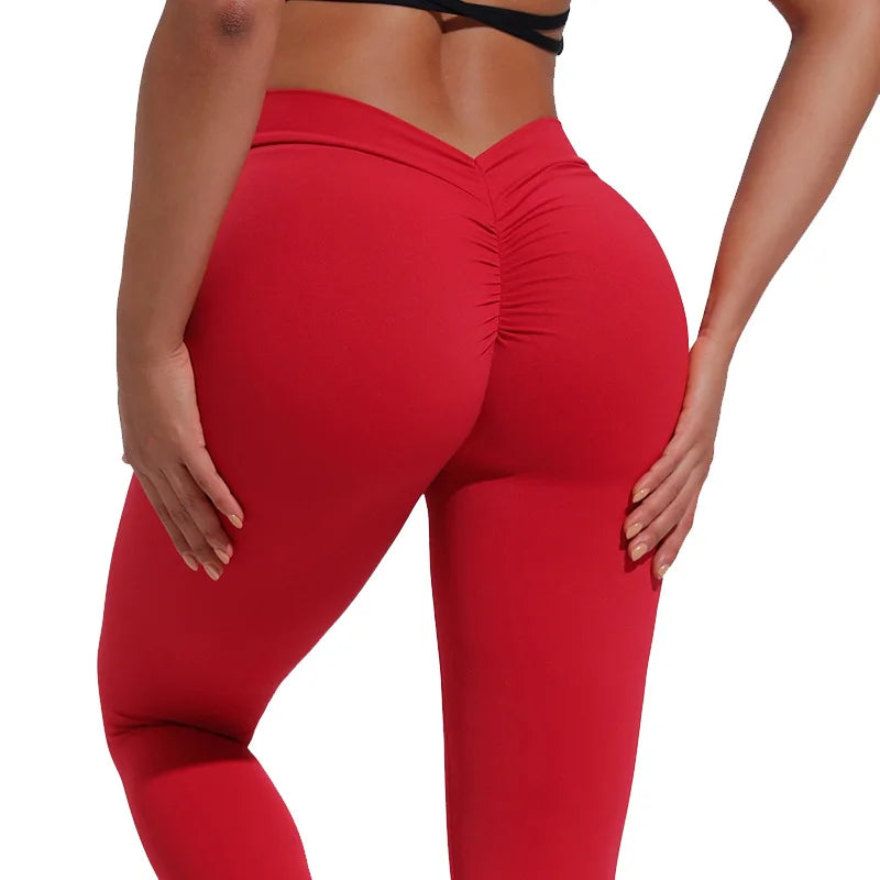 10 Colors S-XL Women's V-Back Scrunch Butt Lifting Leggings Buttery Soft High Waisted Booty Tights Workout Gym Sexy Yoga Pants Women Sports Apparel Supplies
