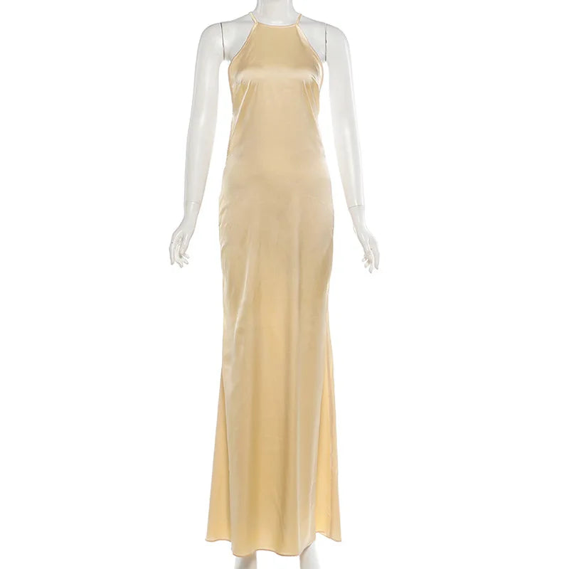 Black/Khaki Color Sexy Halter Neck Backless Women Summer Maxi Dress Elegant Ladies Diamond Casual Long Dress Evening Beach Party Night Clubwear Prom Gowns Ladies Luxury Clothing Supplies