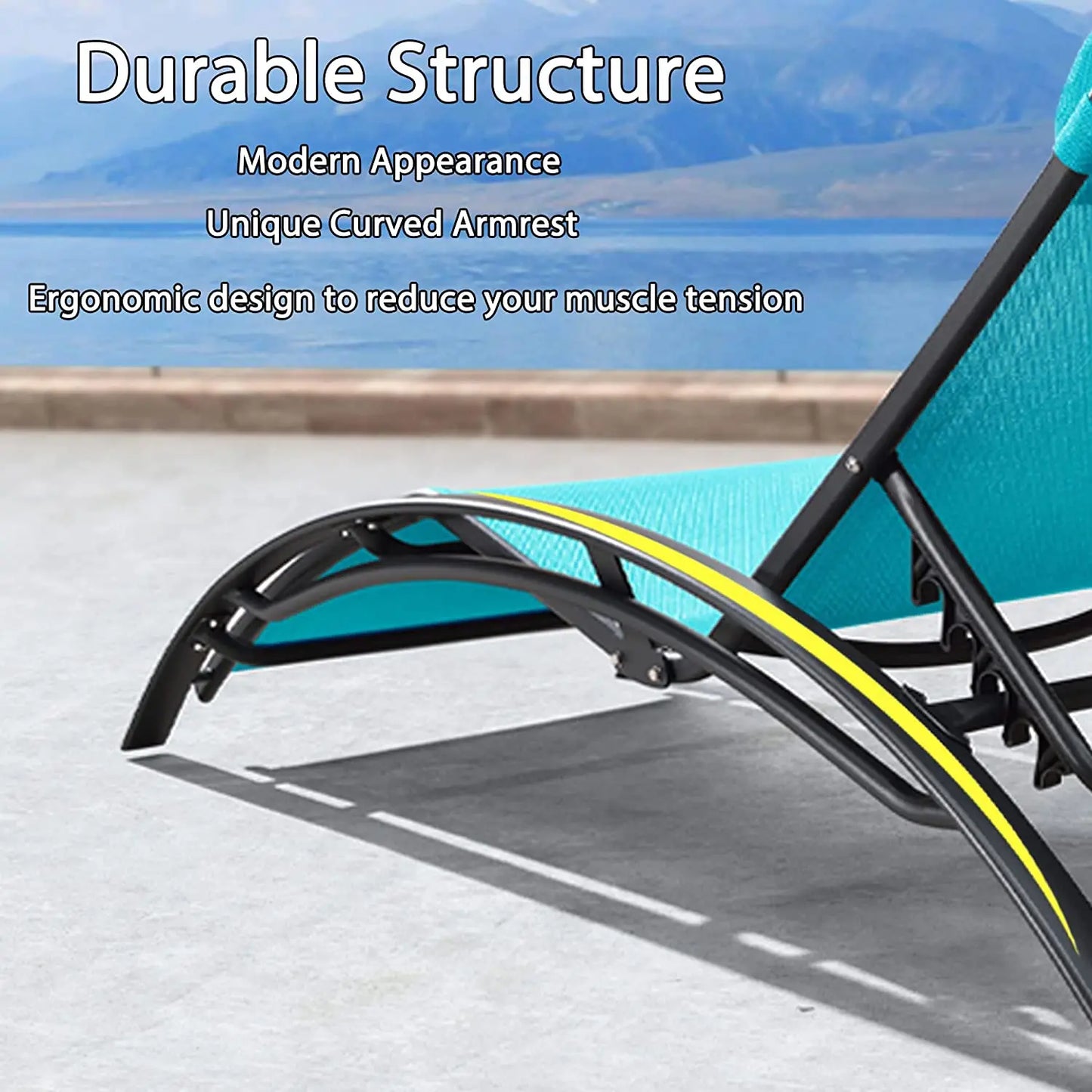 Villa Hotels Home Outdoor Swimming Pool Beach Adjustable All Weather Teslin Sling Sunbed Aluminum Sun Lounger Pool Chair Outdoor Hotel Lounge Luxury Furniture Supplies