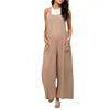 Blue/Black/Khaki Color Women's Casual Maternity Clothing Loose Sleeveless Straps Wide Leg Jumpsuits Pockets for Pregnant Women Overalls for Comfortable Outfits Female Pregnancy Clothing Supplies