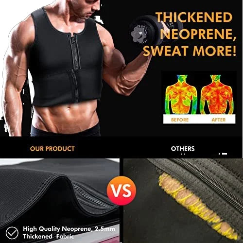 S-3XL Neoprene Men's Body Shaper Waist Trainer Vest Slimming Shirt Sauna Sweat Compression Undershirt Shapewear Fat Burner Workout Tops