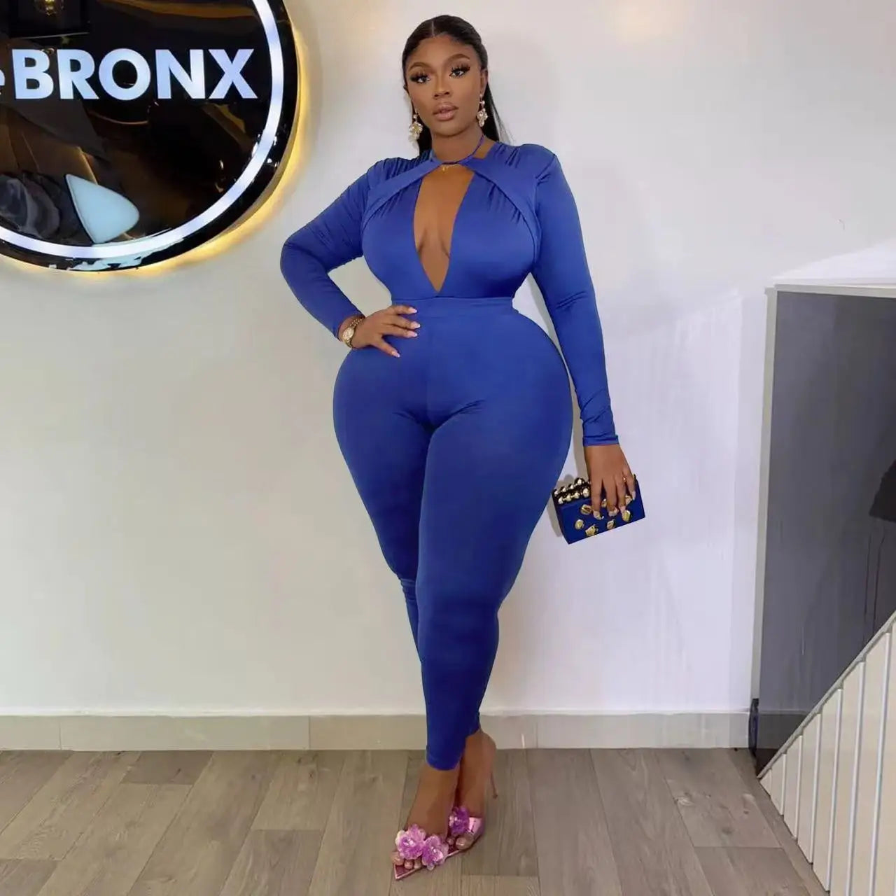 HEY BIG GIRLS.. XL-5XL For Curvy Ladies Trendy Long Sleeve Sexy Jumpsuits for Women Sexy V-Neck Plus Size Clothing Elegance Fall Outfits Evening Party Night Clubwear Clothes