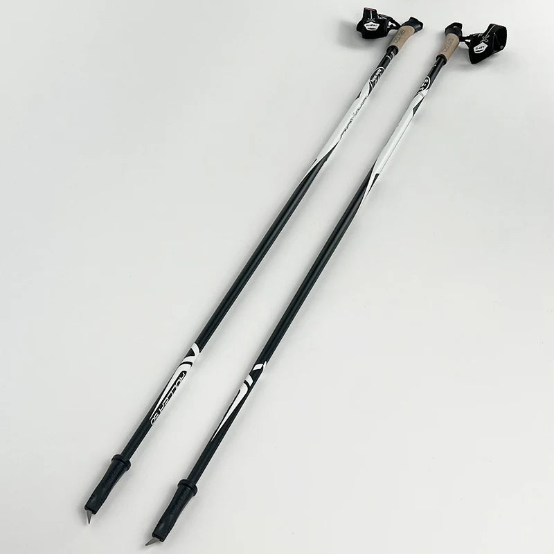 Professional Carbon Fiber Cross Country Ski Roller Poles Lightweight with Cork Grip for Dry Land Skiing 100cm Winter Snow Sports Accessories