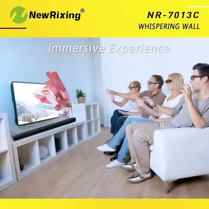 Home Theater Karaoke Sound System NR7019C 50W Desktop Long Sound Bar TV Echo Wall Karaoke BT Bluetooth Speaker Studio with APP Remote Control Built-In MIC 3D Surrounding Sound HI-FI Home Party Sound System