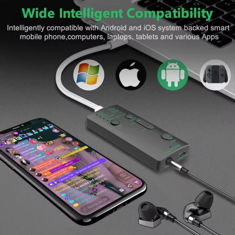 Voice Changer New Model M1 Portable Mini Voice Changing Modulator Wireless Voice Changer Game Live Broadcast Mobile Computer Laptop Sound Effects Card Electronic Accessories