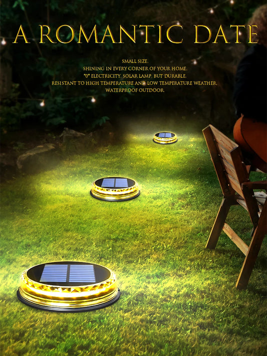 NEW 4PCS Set Solar Powered Ground Colorful RGB/White/ Warm White Light Waterproof Garden Pathway Deck Lights With 8 LEDs Solar Lamps for Home Yard Driveway Lawn Road