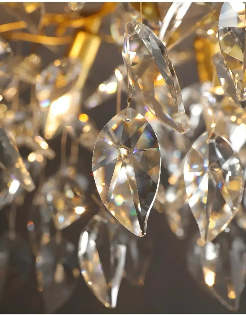 Villa Home Living Room Luxury Crystal Ceiling Lamp Bedroom Living Room Raindrop Branch Shaped Pendent Lamp Modern French Art Decoration Hanging Light