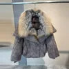 TikTok Most Popular 15 Colors Top Quality Unique Winter Luxurious Cashmere Loose Puffer Bomber Jacket Goose Down Jacket with Natural Red Silver Fox Fur Coat Girls Outerwear Jackets Women Winter Apparel Supplies