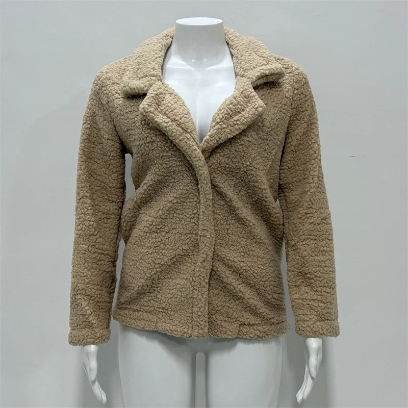 8 Colors S-5XL Plus Size Women's Double-Sided Fleece Jacket Long Sleeve Lapel Collar Thick Plush Warm Coat for Winter Autumn & Spring Casual Outerwear