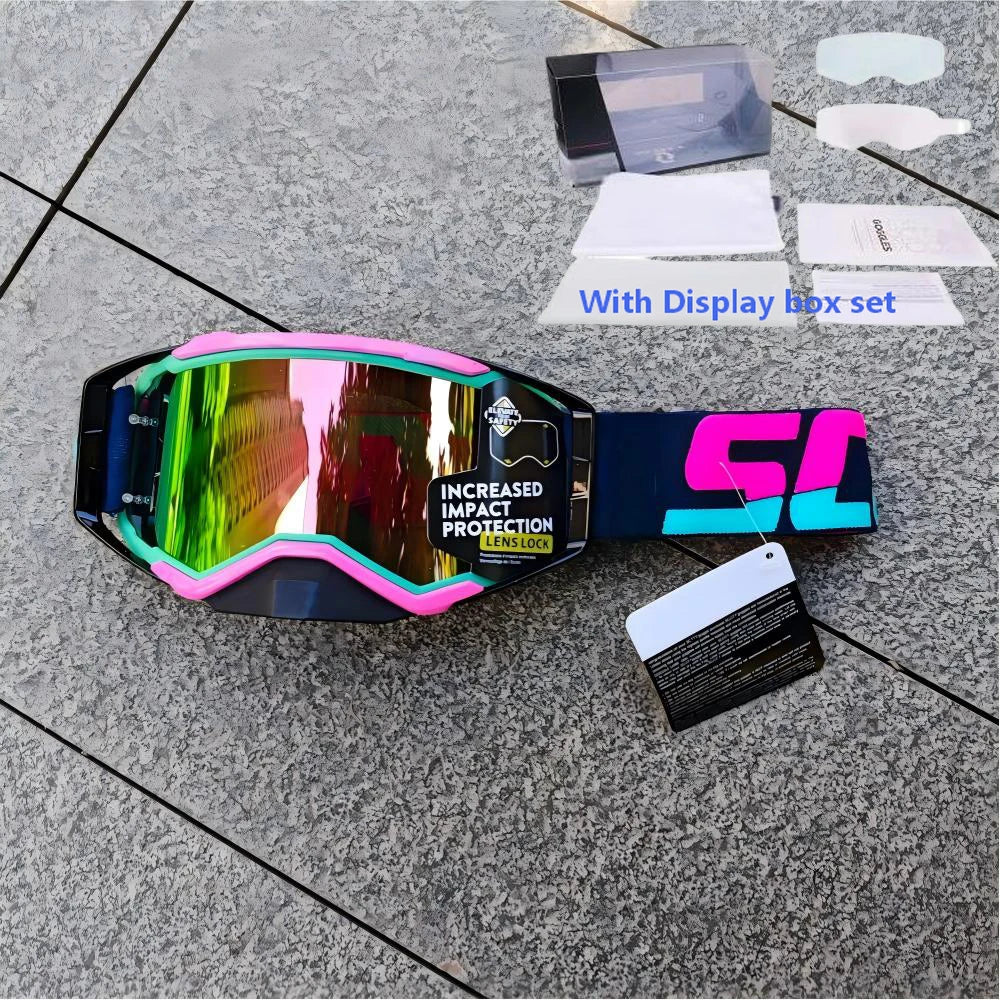 NEW American Motocross Motorcycle Top Quality Professional Goggles Halley Riding Eyewear Windproof Sports Glasses with Display Box Set