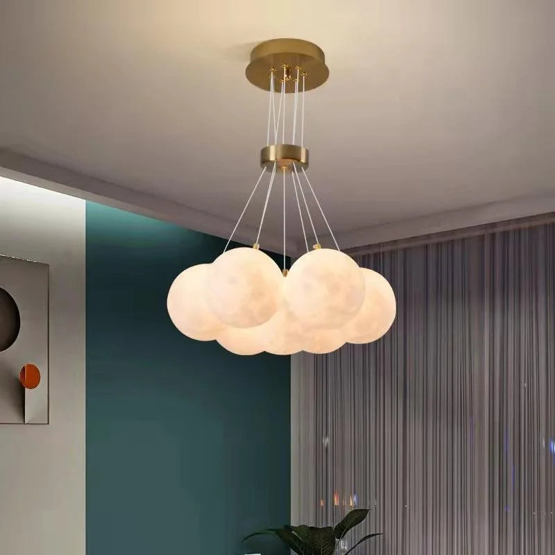 NEW Arrivals Home Living Room Planet Light Bulb Bubble Ball Pendant Lamp Moon Living Room Lamp Creative Glass French Cream Style Nordic Bedroom Lamps Home Lighting Supplies