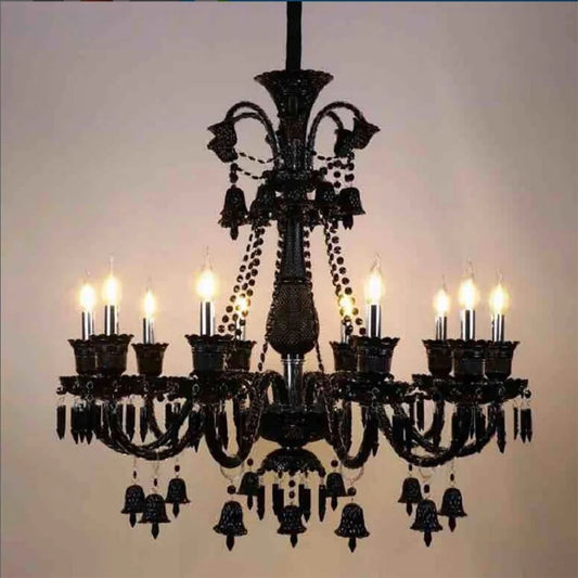 Villa Home Luxury European 10 Lights Black Crystal Chandelier for Living Room Bedroom Duplex Staircase Villa Lobby Creative Atmosphere Hanging Pendant Lights