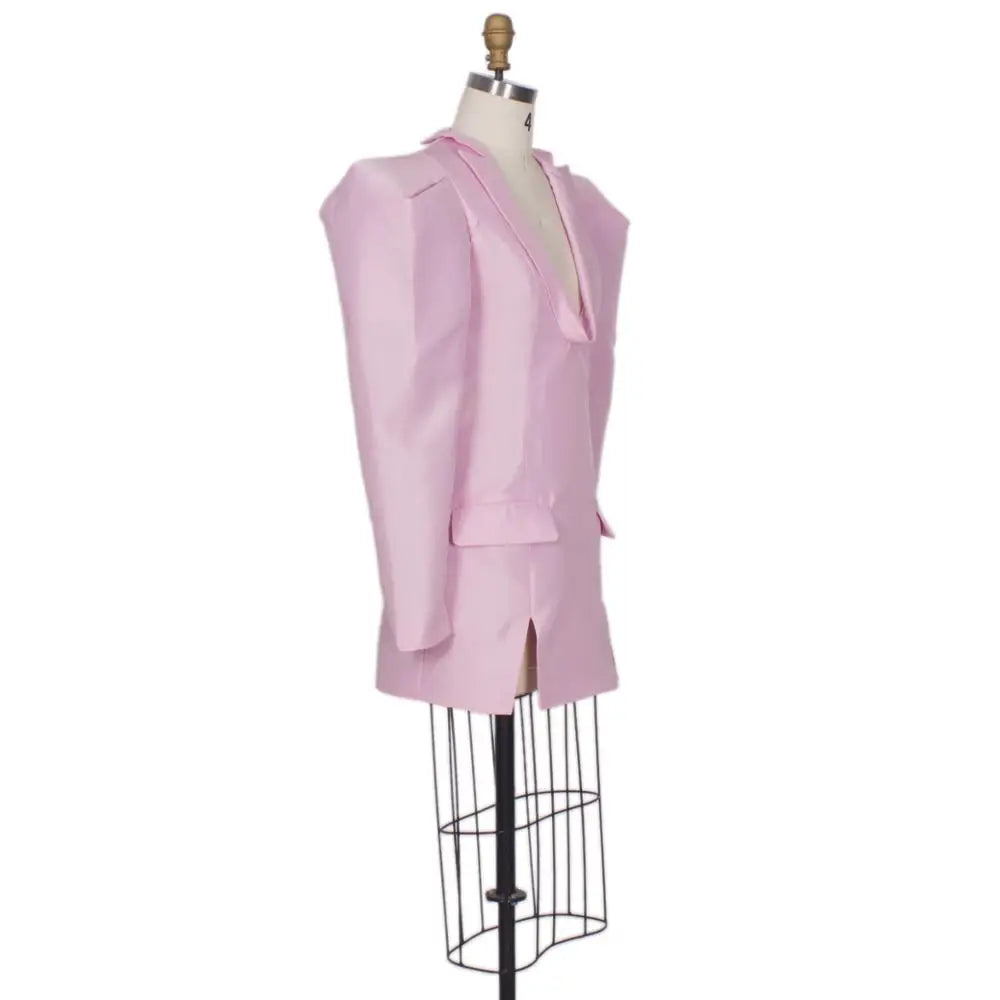 NEW Arrivals Big Size 6 Colors Spring Autumn  African Luxury Blazer Women Mini Sexy Club Wear Notched Collar Long Sleeve V-Neck Evening Night Party Wedding Birthday Celebrities Dress Blazer