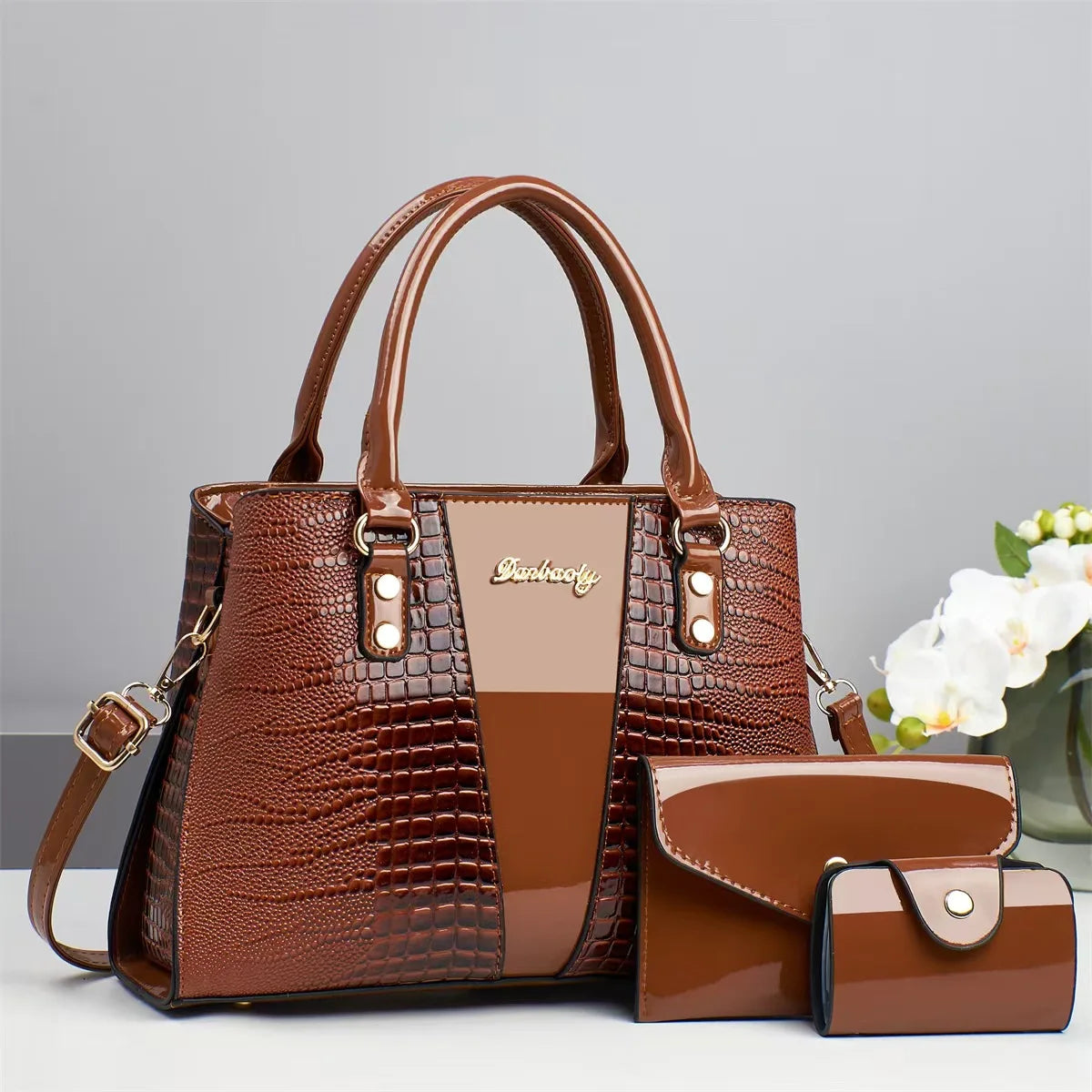 10 Colors NEW Fashion 3 PCS Set Large Capacity Luxury Messenger Handbags Good Quilted Leather Designer Women's Shoulder Bags Evening Party Office Lady  Bags Women Apparel Accessories