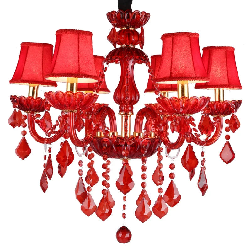 Villa Home Living Room Maria Theresa European Style Luxury K9 Crystal Pendent Lamps 6/8/15/18 Lights Red Candle Lamp Luxurious Art Decoration Living Room Restaurant  Bedroom Villa Chandelier