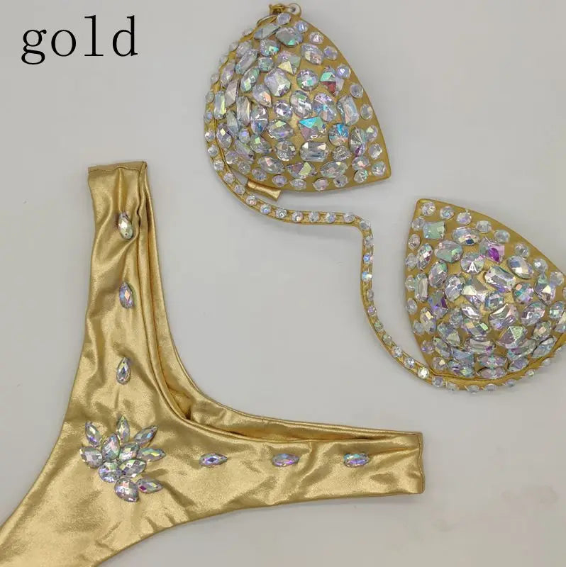 10 Colors Luxurious Diamond Sexy Bikini Crystal Bikini Swimwear Plus  Sizes Rhinestone Swimsuit Summer Beachwear